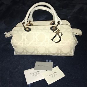 NWT DIOR White Cannage small zip tote